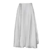 Rokken Beige Satijnen Rokken Voor Vrouwen Elegante Hoge Taille Office Lady Enkellange Rok Casual Losse Rok Vrouwelijke Kleding