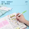 Markörer 8 paket/parti dubbele tips vers bloemen leuke mildliner kawaii mareerstift kortpapier penna set konst markörer forskare kantoorbenodigdh