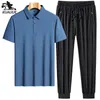 Mens Tracksuits Short sleeve Tracksuit men Set 7XL 8XL 9XL 2 pieces Sets summertime casual Clothing Solid color 8577 230627