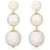 handmade bohemian boho beach raffia balls beads pendant drop earrings women ball dress party jewelry earring