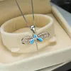 Naszyjniki wiszące urocze zwierzęce Dragonfly Naszyjnik biały niebieski Opal Wedding Charm Złoty Srebrny Łańcuch dla kobiet