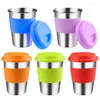 Canecas 304 copo de café de aço inoxidável com tampas de silicone portátil água bebidas chá leite cerveja caneca anti-queimadura viagem drinkware 350ml