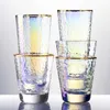 Mode Phnom Penh Kleurrijk Glas Water Cup Handgemaakte Hittebestendig Restaurant Thuis Hamer Patroon Drinkglazen L230620