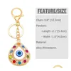 Nyckelringar färg Rhinestone Evil Eye Keychain Turkish Blue Eyes Charm Bag Pendant Keyring Holder Drop Leverans smycken Dhtwo