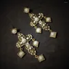 Orecchini pendenti Vintage barocco per le donne Pendientes Mujer Moda 2023 Big Long Pearl Cross Orecchino a goccia Gioielli femminili Oorbellen Brincos