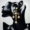 Dangle Earrings Vintage Baroque For Women Pendientes Mujer Moda 2023 Big Long Pearl Cross Drop Earring Female Jewelry Oorbellen Brincos