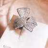 Cluster Rings Exaggerated Bow Full Of Diamonds Couple Ring For Women Butterfly Geometric Silver-Plated Engagement Bridal Gift Party Jewelry