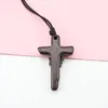 ペンダントネックレスWeiyu Alloy Wood Cross PU Leather Rope Long Collier Statementネックレス