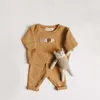 Ins. Korean Children's Clothing Men's and Women's Sweaters Version Waffle Baby Clothes Two Piece Set for Outer Wear