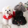Hond Kleding Zwart Rood Kleuren Jurken Voor Honden Herfst En Winter Halloween Kostuum Bal Grote Gaas Rok Kleding Huisdier Kleine Jurk1