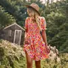 Grundlegende Casual Kleider Mode Damen Kurzarm Strand Frauen Floral Mini Sommer Boho Sommerkleid Weibliche Sexy Kleid Elegante Kleidung Robe 230627