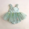 Flickans klänningar Baby Girls Summer Romper Fashion Lace Flower Princess Dress 0 2y Toddler Girl Skin Friendly Tulle Jumpsuits Formell broid klänning 230628