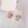 Luksusowe vintage błyszczące kwadratowe diamentowe kolczyki Kobiety drobna moda biżuteria błyszcząca cZ w kolorze kryształowym kryształowym kolczykom kryształowym