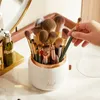 Storage Holders Racks 360° Rotating Makeup Brushes Holder Portable Desktop Cosmetic Box Make Up Tools Jewelry Container Organizer 230627