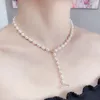 Chaînes femmes perles d'eau douce naturelles collier perles réglables pendentif tour de cou bijoux fête soirée accessoire mode