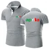 Herrpolos 2023 Frankrike Summer Motorcykel Aprilia Tryck Bomull Högkvalitativ kort ärm Fashion Classical Casual Polo Shirts Tops