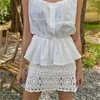 Gonne all'uncinetto mini coreane estive aderenti corte a-line lavorate a maglia da donna dolce gonna a vita alta vintage