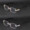 Designer Moisanite Diamond Set Rimles Eyewear Femmes Original Blanc Mix Buffalo Buffalo Corne Conche Optical Swiless Lunes Mentes Mentes en bois Eyeglasses en gros