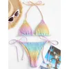 Maillot de bain femme Sexy Micro Bikini ensemble léopard Push Up coupe haute dentelle smockée String deux pièces maillot de bain femmes Bikinis 2023 Mujer