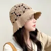 Summer women's fisherman hat thin fashion style hat female 2023 explosive hollow out hook flower knitted cap show face small