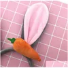 Party Hats Fluffy Bunny Ear Headband - Cosplay Stage Props For Adts Carrot-Inspired Costume Accessory With Hair Tie Drop Delivery Ho Dhp4X
