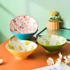 Bols 8 pouces bol de Ramen en céramique de style japonais soupe de dessin animé domestique nouilles instantanées salade de fruits vaisselle mignonne pour enfants