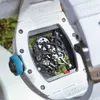 Часы Richarmill Механические механизмы Наручные часы Автоматические часы Мужская серия Керамические ручные механизмы Мужские часы RM055 Белый керамический синий WN C7PS C76G