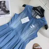 Basic Casual Dresses Designer 23 Summer New Girls' Sweetness and Age Reducing Denim Blue Arch Triumphal with Waist Closing Washing Technology Skirt Fofo SKUA