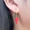 Red Little Chili Pepper Charm Delicate Fashion Jewely Metal Hoop örhängen för kvinnors gåva