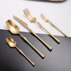 Set di stoviglie 20 pezzi Set in oro opaco Posate occidentali Coltelli in acciaio inossidabile Cucchiai Forchette Matrimonio Stoviglie di fascia alta Dropshopping