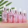 5-100m Pink Glass Bottles E liquid Ejuice Empty Dropper Bottle With Rose Gold Caps For Essential Oil Iplrq