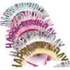 Украшение для вечеринки с днем рождения, повязка на голову для девочки, блестящая блестящая тиара, корона с кисточкой, декор для детей и рекламных принадлежностей, розовый Sier Dhoq4