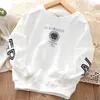 T-shirts Spring Kids Boys White Sweatshirts Cotton Sleeve Long Print Pullover Tops for Teenagers Fashion Children Tracksuits 8 Yrs 230627