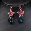 Colorful Crystal Flower Bridal Jewelry Sets for Women Choker Necklace Stud Earrings Set Wedding Bride Costume Jewelry Set