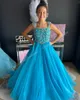 Orangefarbenes Festzugskleid für Mädchen für Kleinkinder, Teenager, 2024, Perlenträger, Ritzee Roise, A-Linie, Organza, lang, formelles Partykleid für kleine Kinder, Reißverschluss, V-Rücken, Kristalle, AB-Steine