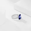 Cluster Rings 925 Silver Luxury Design Tanzanite Rectangle White Square Full Diamond Fashion Atmosphere Ring Women's Wedding Jewelry