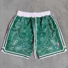 Outdoor Shorts MM MASMIG Boston Style Green Paisley wydrukowane z kieszeniem na zamek błyskawiczny Jayson Tatum Street Wear Pants 230627