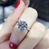 Cluster Rings Luxury S925 White Gold for Women Round Cut 1 Zirconia Diamond Wedding Band Engagement Bridal Jewelry