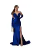 Elegant Royal Blue Plus -storlek Mermaid Prom Dresses For Women Sweetheart Sequined High Side Split kvällstävlingsklänningar Special Occassion Dress Formal Wear