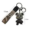 Keychains Lanyards 5 Colors Dazzling Color Starry Sky Bear Keychain Camouflage Pattern Bag Woman Men Car Happy Keyring Drop Delive Dhgbj