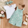 Kläder set ma baby 3 24m född spädbarn baby flickor kläder blommigt tryck jumpsuit overaller stickade t shirt toppar sommarkläder 230627