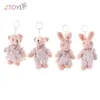 Poupées en peluche 1 paire 11 cm tissu floral ours en peluche lapin lapin porte-clés pendentifs Couple porte-clés amoureux amis cadeau 230628