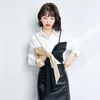 여성용 블라우스 봄 가을 우아한 블라우스 오버 사이즈 여성용 셔츠 Bowknot Splicing Grande Taille Femme Koszula Damska Blusas Kimono