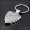 Keychains Lanyards Rostfritt stål Key Ring Metal Blank Tag Keychain Ny kreativ reklam Anpassad logotyp Keyrings för marknadsföring G DHBKT