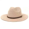 Summer Panama Straw Hats for Women Men Jazz Fedoras Big Brim Beach Cooling Sun Breathable Elegant Ladies Party Wholesale