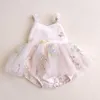 Flickans klänningar Baby Girls Summer Romper Fashion Lace Flower Princess Dress 0 2y Toddler Girl Skin Friendly Tulle Jumpsuits Formell broid klänning 230628