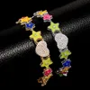 Hommes Femmes Bracelet Nouveaux Bijoux Hiphop À La Mode Jaune Blanc Plaqué Or Bling CZ Glow Étoiles Bracelet Lien Beau Cadeau pour Un Ami