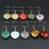 Pendentif d'amour semi-précieux en cristal naturel de 30 mm avec porte-clés en forme de cœur et divers pendentifs en forme de cœur de pêche en agate