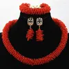 Necklace Earrings Set Unique Red Seed Beads African Chunky Jewelry Lovers' Gift Engagement Celebration Costume WA938