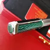 Pens MSS SantosDumont de CT Heptagon Green Perpendicular Luxury Ballpoint Pen Silver/Golden Trim With Serial Number Writing Smooth